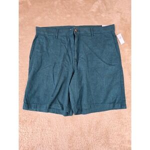 Old Navy Mens Slim Linen Blend Shorts 38 Teal Green 8 Inch Inseam NWT